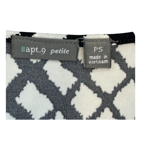 Apt. 9 Fit & Flare Dress Women Small Petite White Printed Stretch Belted Waist - Picture 3 of 9